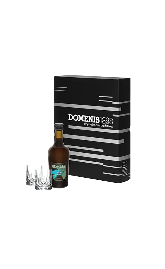 domenis1898-dombay-classic-crema-liquore-con-due-bicchieri-in-cristallo image 1