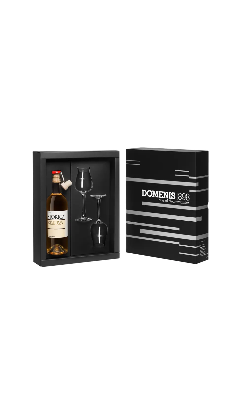 domenis1898-storica-riserva-grappa-invecchiata-50-cl-con-2-calici-serigrafati image 1